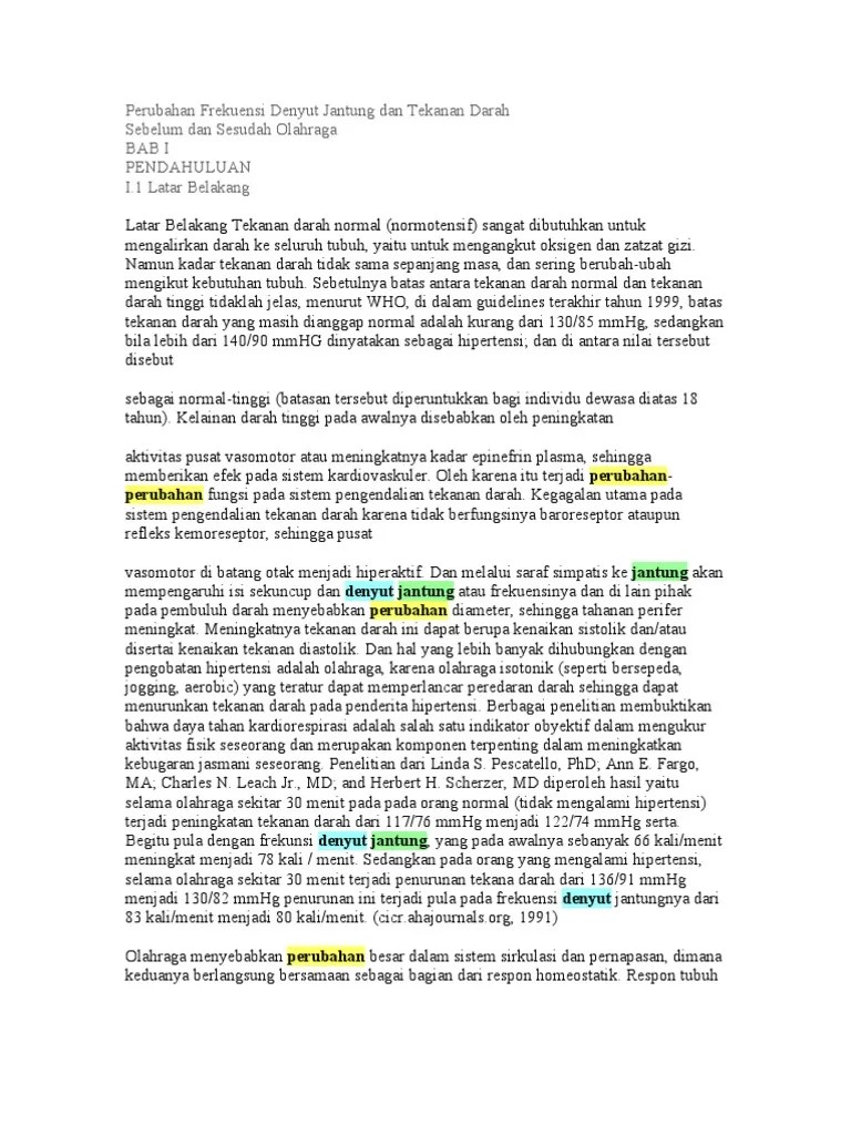 Perubahan Frekuensi Denyut Jantung Dan Tekanan Darah | PDF