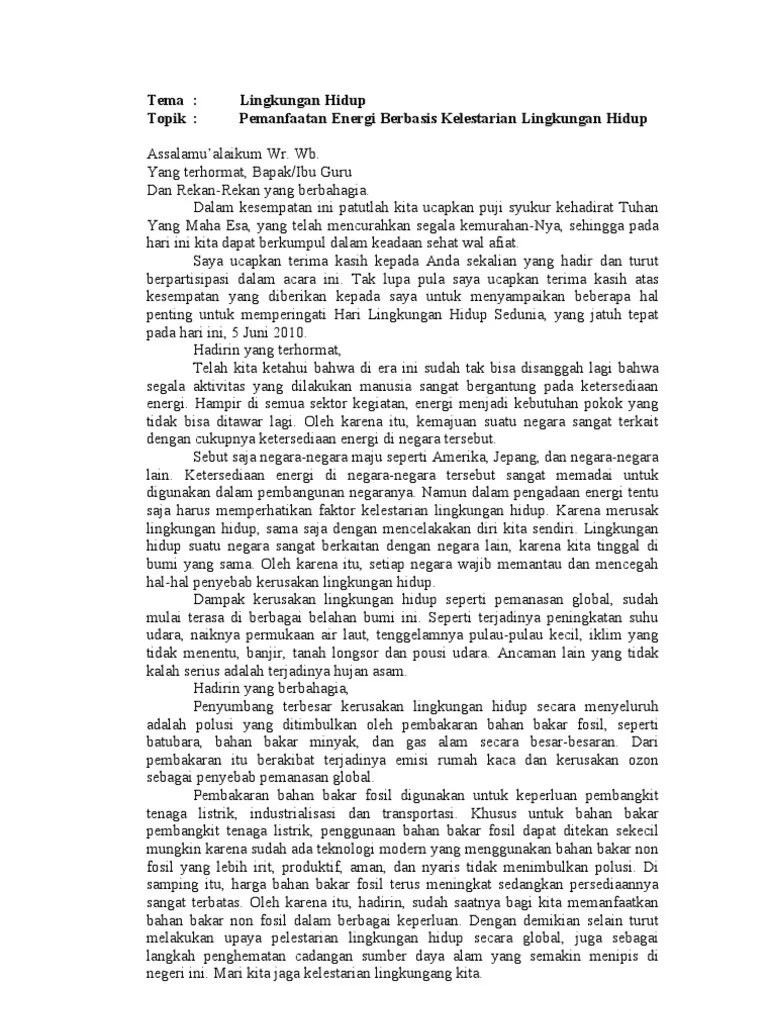 Contoh Pidato Lingkungan Hidup | PDF
