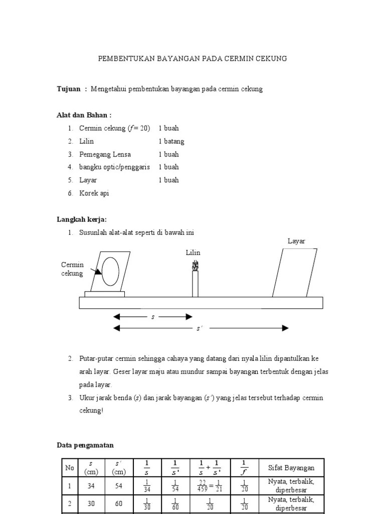 Pindahkan cermin cembung dari rel presisi dengan tetap meletakkan . Contoh Laporan Praktikum Ipa Lensa Cembung Dan Cermin Cekung Audit Kinerja