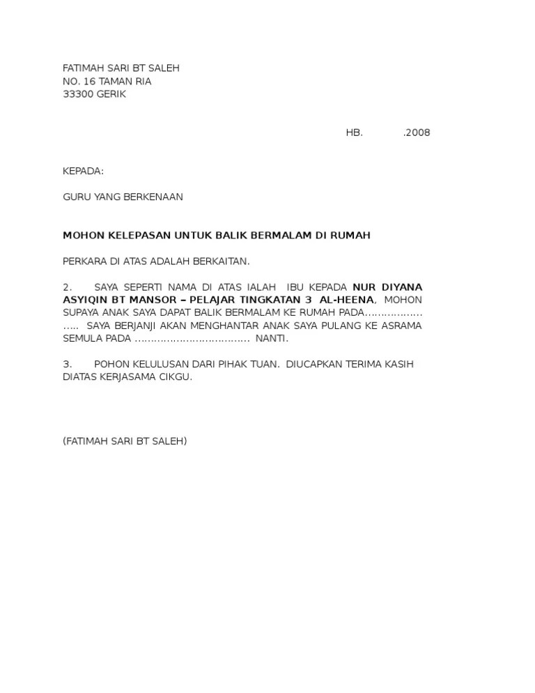 Dalam dunia bisnis, penawaran akan selalu ada antara pihak satu dengan pihak lainnya. Contoh Surat Rasmi Keluar Asrama