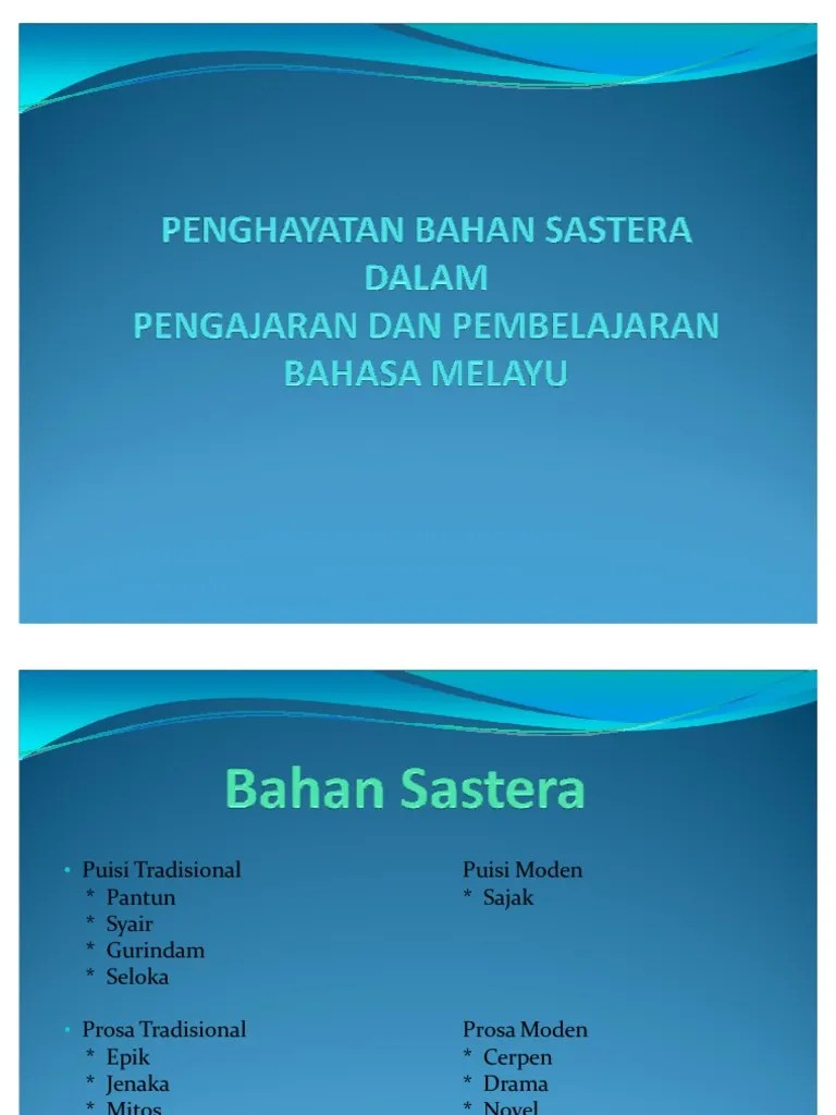 Puisi adalah ragam sastra yang bahasanya terikat oleh irama, matra, rima, serta penyusunan larik dan bait. Puisi Tradisional Dan Moden 1 Pdf