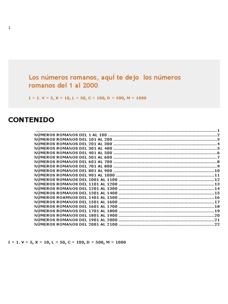 27/09/2018 · cómo se escriben los números del 1 al 100. Los Numeros Romanos Del 1 Al 2000 Pdf