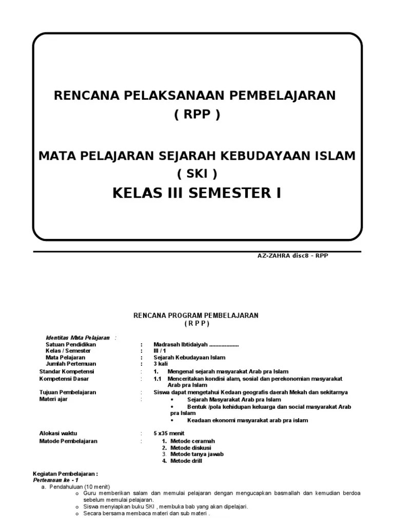 Download lengkap rpp ski mi sesuai kma 183 revisi terbaru . Rpp Ski Kelas 3 Pdf