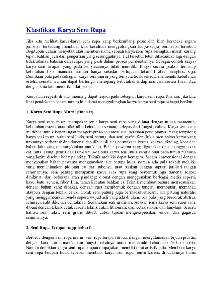 Klasifikasi Karya Seni Rupa | PDF