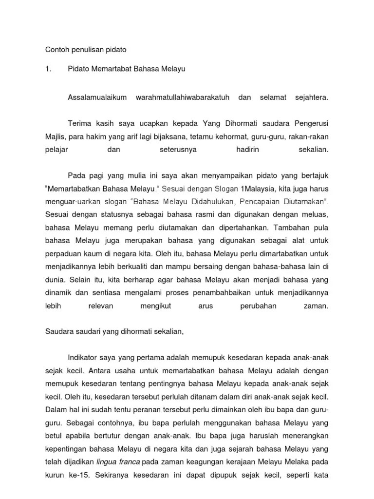 Malaysia di pentas dunia, begitulah murninya mauduk pidato yang akan. Contoh Penulisan Pidato Pdf