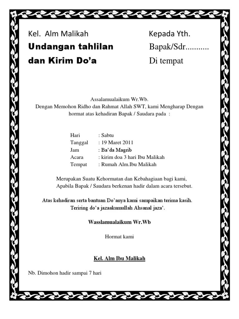 Download undangan tahlil ( 1 lembar isi 2 ) pdf. File Undangan Tahlil Pdf