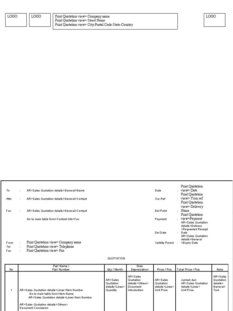 Sales order adalah dokumen yang diterbitkan oleh pihak penjual barang saat menerima purchase order dari pihak pembeli barang. Contoh Quotation Pdf