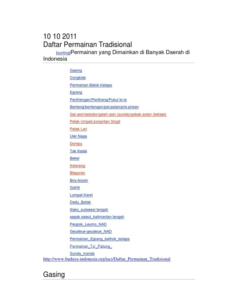 Pemainan Tradisional | PDF