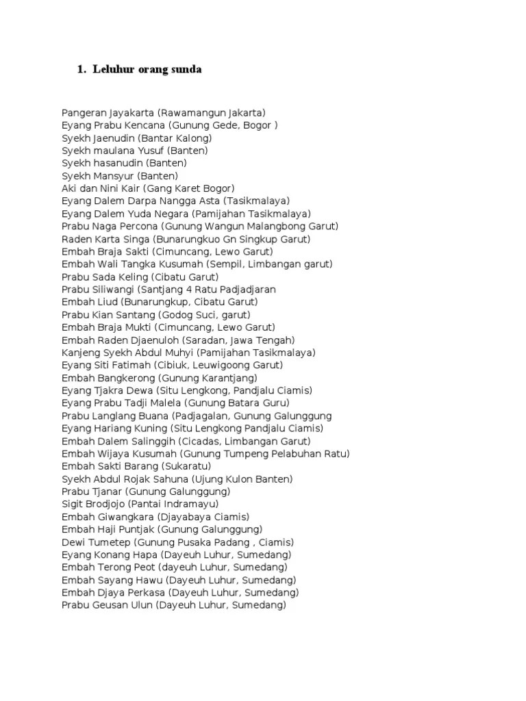 Leluhur Orang Sunda | PDF