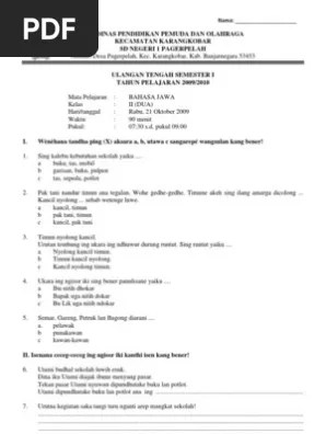 Contoh soal pat bahasa jawa kelas 10 semester 2. Buku Bahasa Jawa Kelas 3 Sd Pdf Berbagai Buku