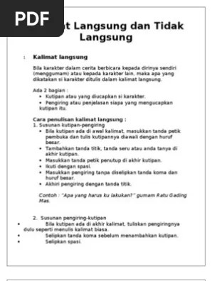 Kalimat Langsung Dan Tidak Langsung | PDF
