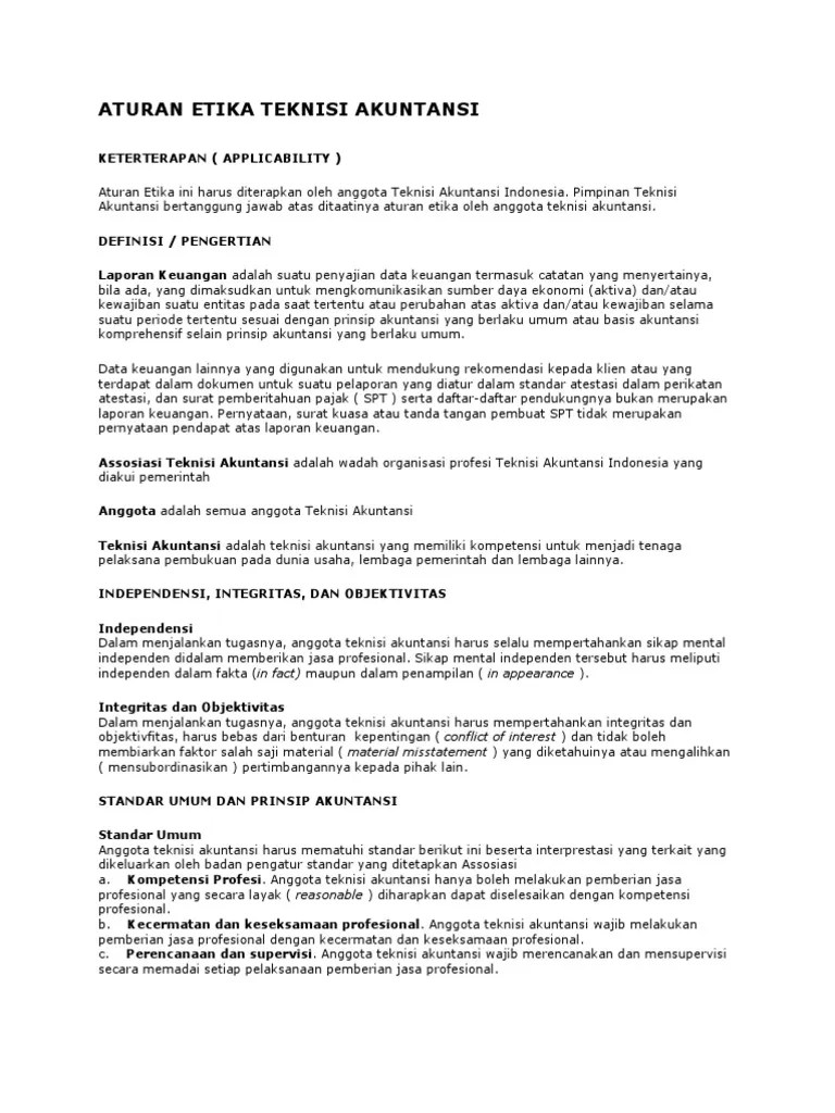 Prinsip Etika Profesi Teknisi Akuntansi – Belajar