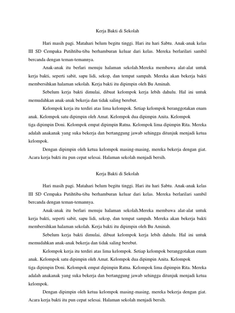 Dengan sedikit penggunaan bahasa daerah, yaitu bahasa jawa. Kerja Bakti Di Sekolah Pdf