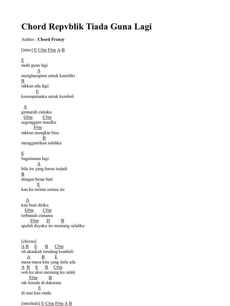 Chord Repvblik Tiada Guna Lagi | PDF
