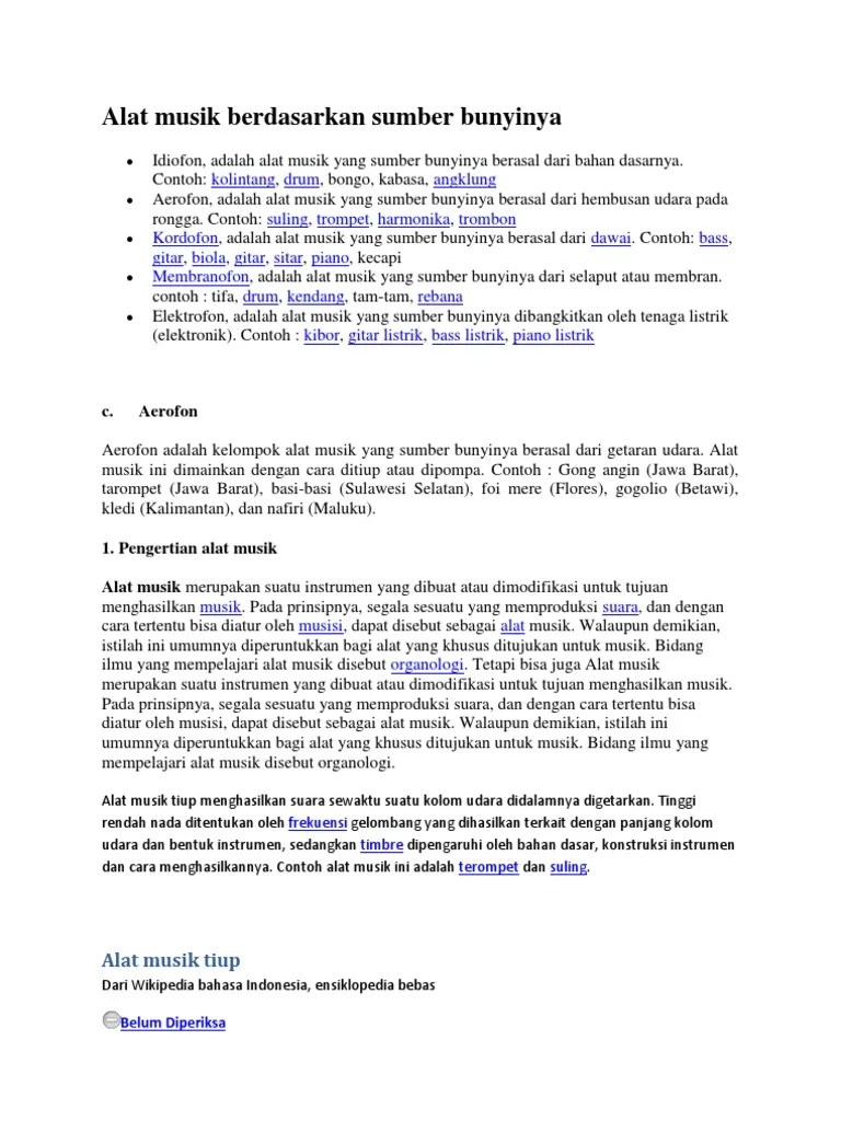 Alat Musik Berdasarkan Sumber Bunyinya