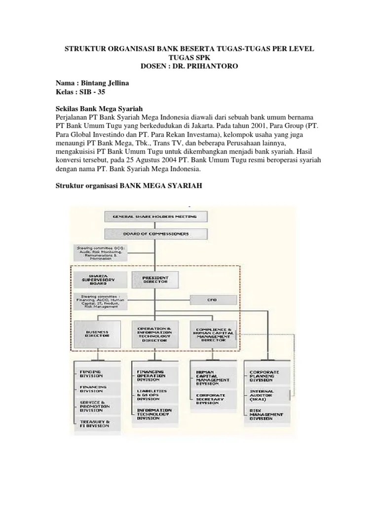 Struktur Organisasi Bank Beserta Tugas | PDF
