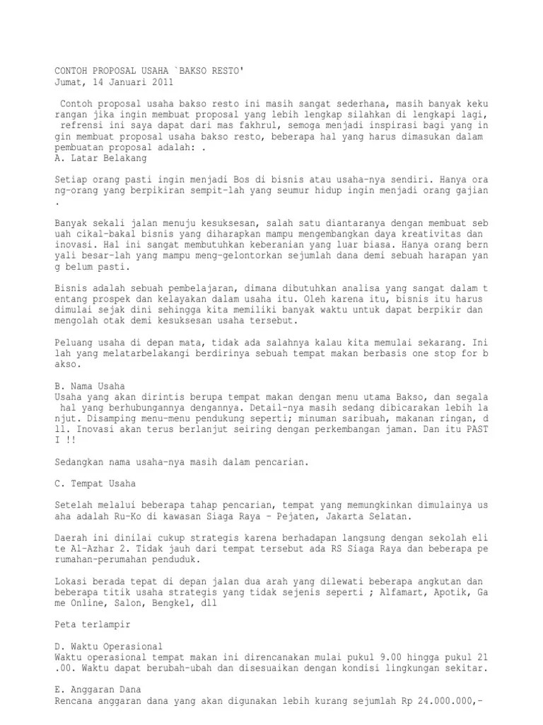 Dipilihnya lokasi ini karena banyak sekali . Contoh Proposal Franchise Makanan Pdf Penggambar