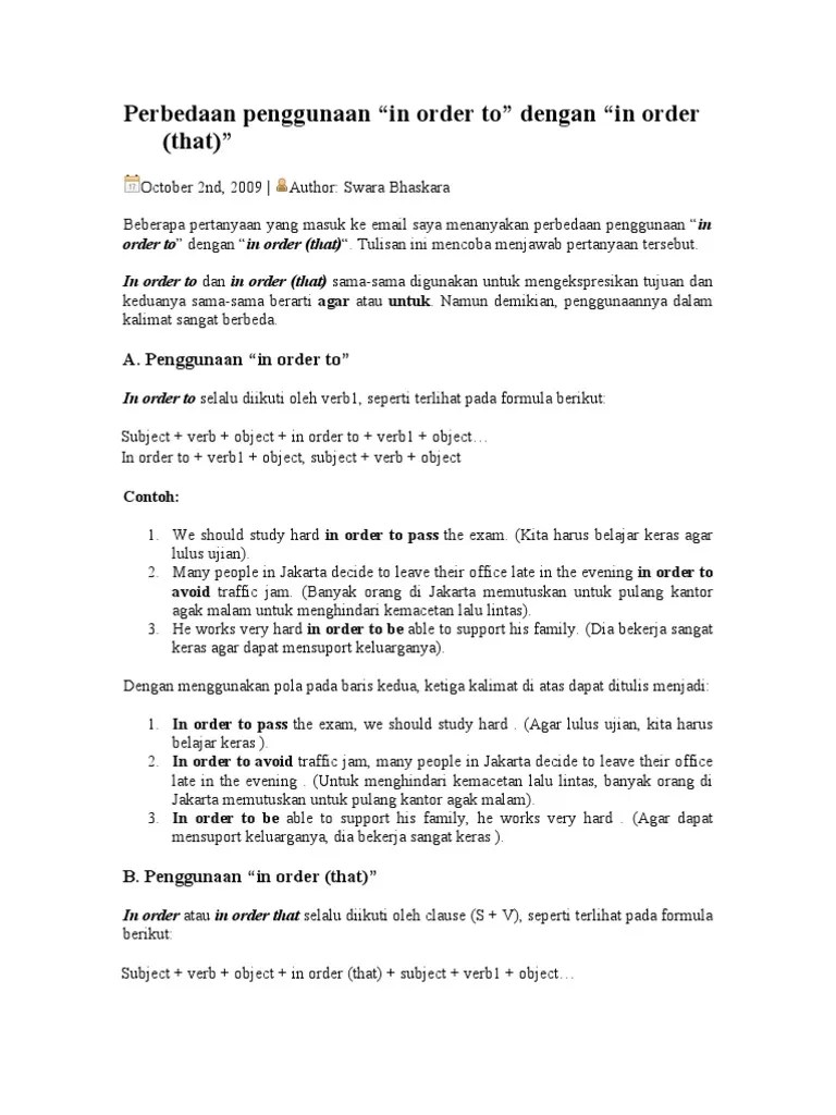 Contoh kalimat in order to - Angkoo