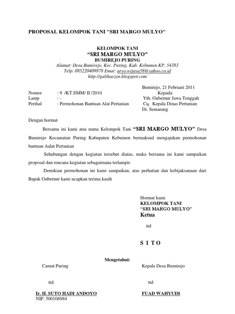 Contoh naskah laporan ketua panitia pemilihan kepala desa tahun yang terhormat . Proposal Kelompok Tani Pdf