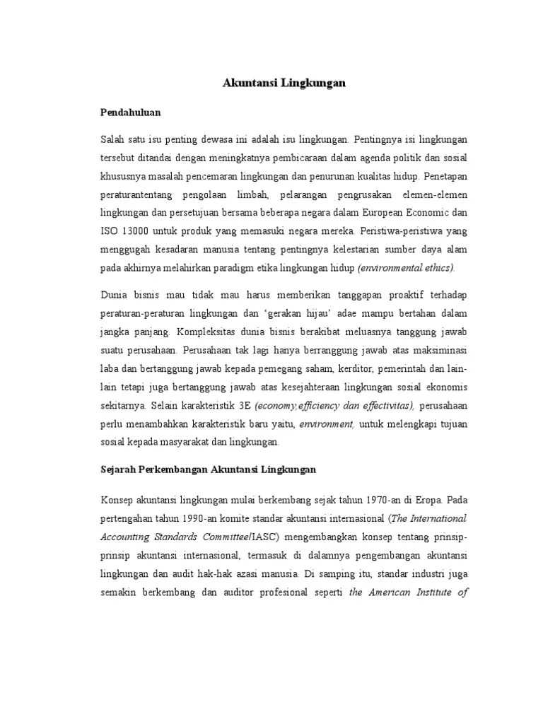 Sejarah perkembangan akuntansi yang berkembang pesat setelah. Akuntansi Lingkungan Asti Hilda Pdf