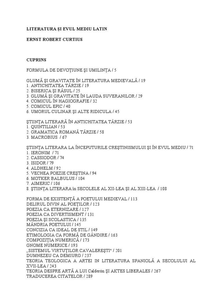 Na[terea unei limbi este un proces îndelungat i nu poate fi datat, astfel încât nu se poate. Ernst Robert Curtius Literatura Si Evul Mediu Latin Pdf