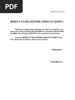 Berita Acara Keterlambatan Kerja | PDF
