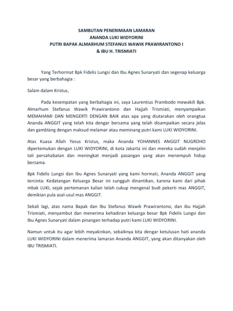 Contoh protokol pada acara persemian mesjid. SAMBUTAN PENERIMAAN LAMARAN