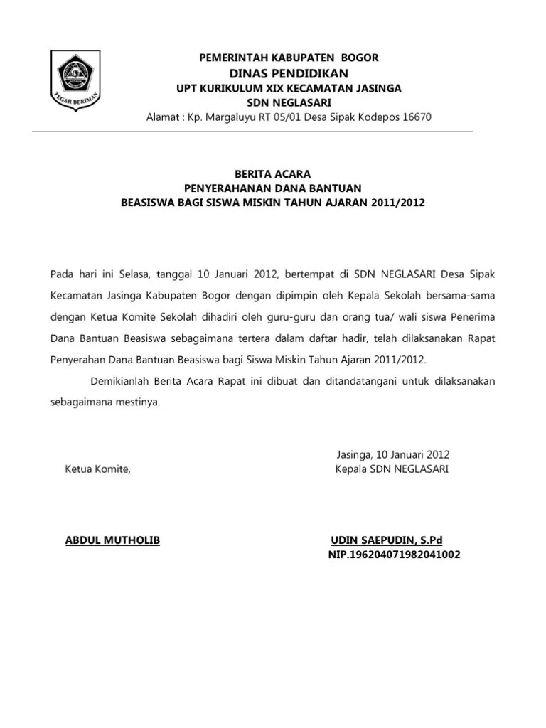 Contoh Surat Berita Acara Rapat Komite Sekolah - PRINCESS65TO50