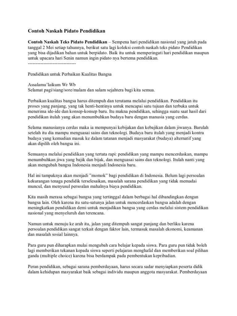 Contoh Naskah Pidato Pendidikan | PDF