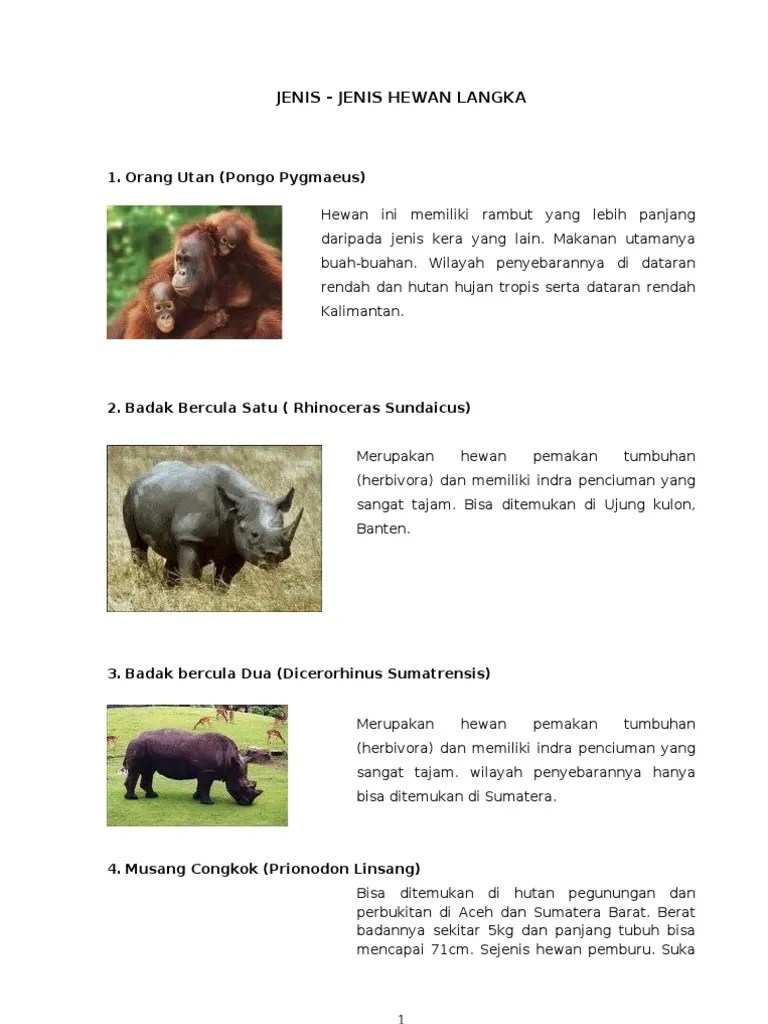 Jenis Hewan Langka | PDF