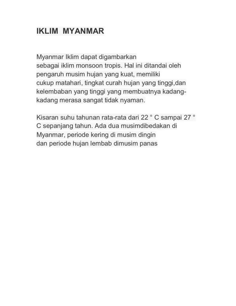 Iklim Myanmar | PDF