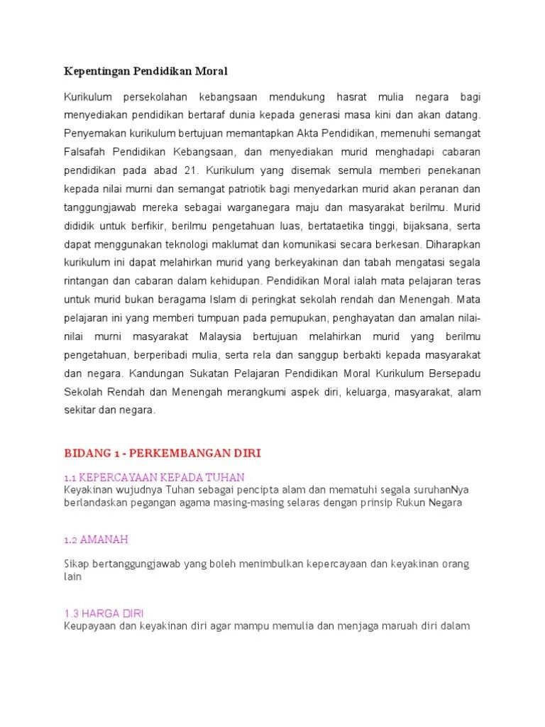 Pengenalan p moral kssr 2011. Kepentingan Pendidikan Moral Pdf