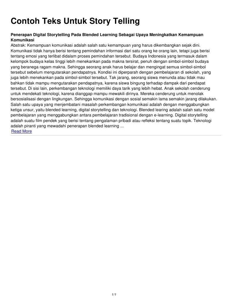 Contoh Teks Untuk Story Telling | PDF