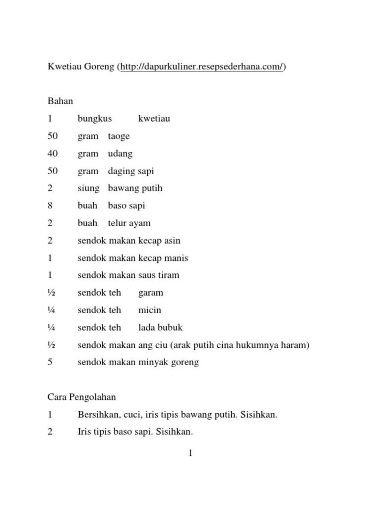 Kwetiau Goreng | PDF