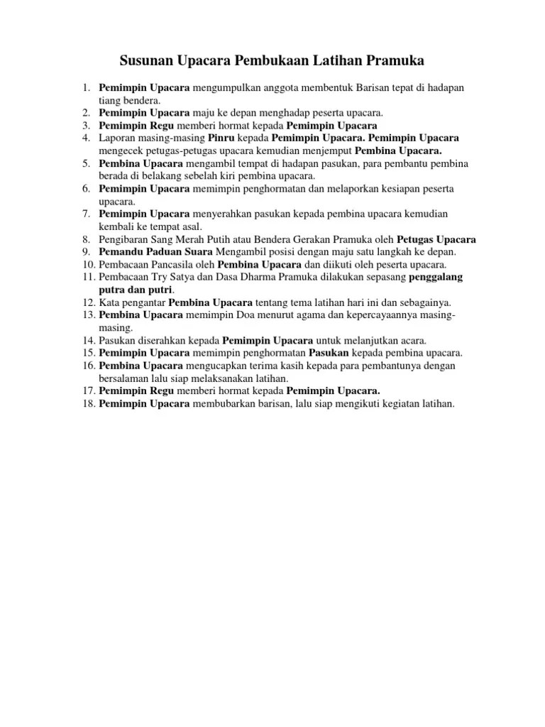 Susunan Upacara Pembukaan Latihan Pramuka | PDF