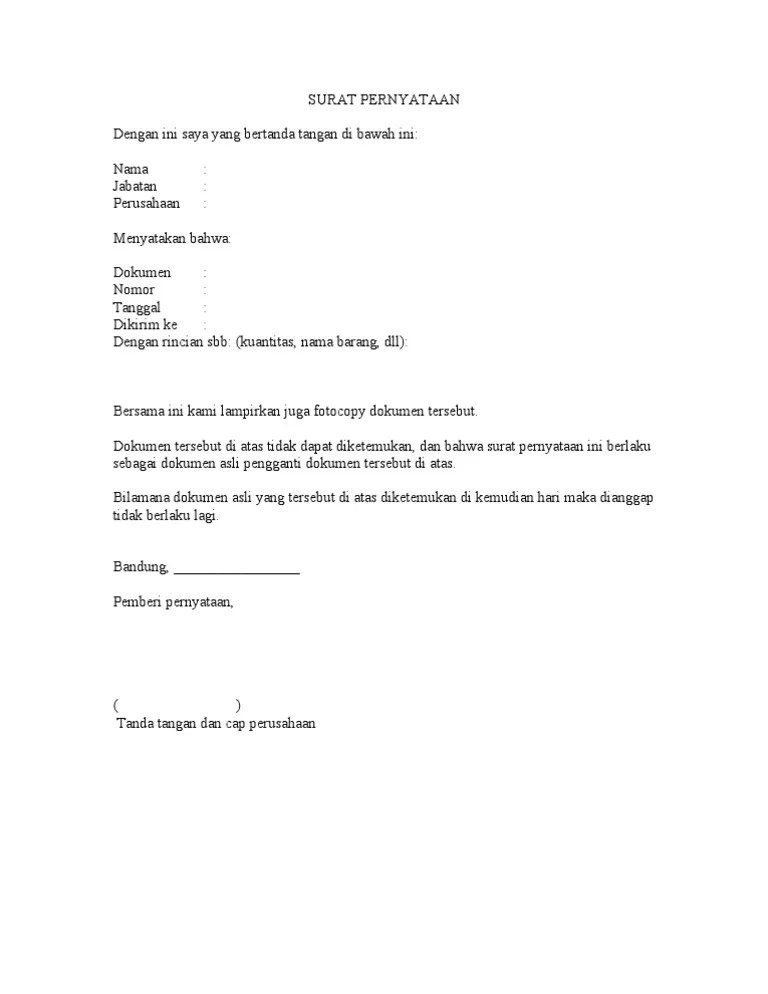 Hal pertama yang dilakukan setelah kehilangan ialah membuat surat pernyataan kehilangan, ada beberapa instansi yang bisa mengeluarkan surat pernyataan kehilangan ini. Contoh Surat Kehilangan Faktur Tagihan Contoh Surat Terbaru