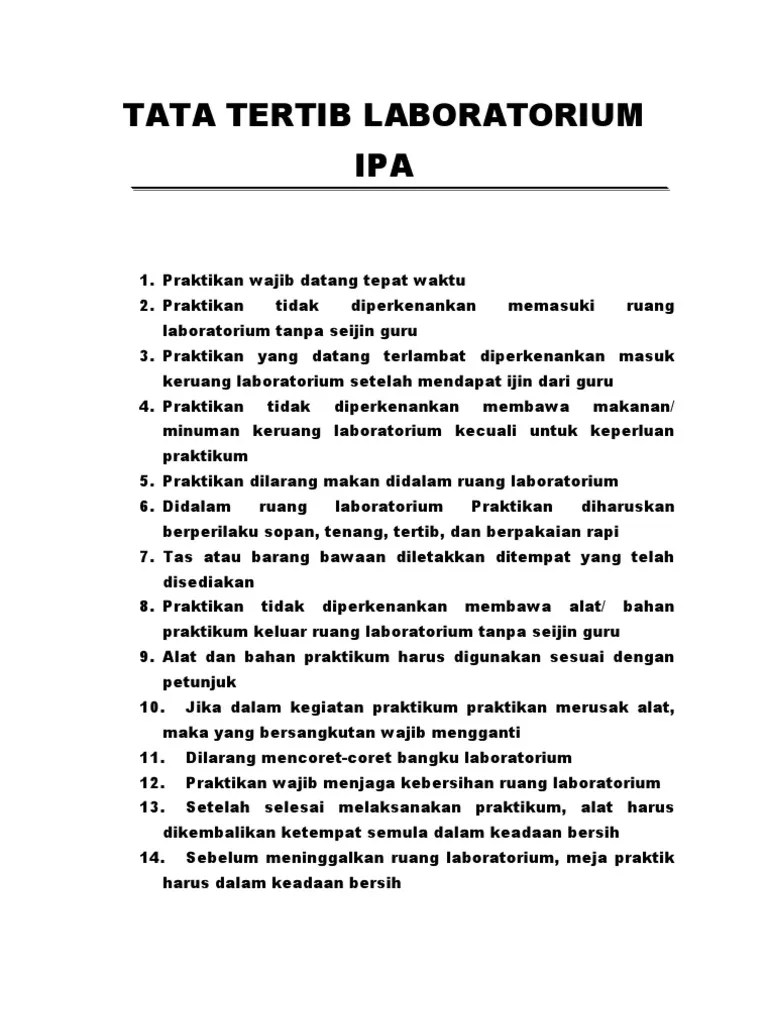 Tata Tertib Laboratorium Ipa | PDF
