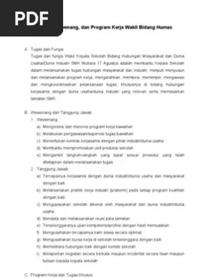 Memahami sistem manajemen mutu iso 9001 : Tugas Dan Proker Wakasek Bidang Humas Pdf