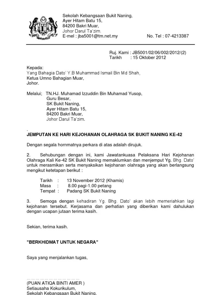 Surat Rasmi Jemputan Ke Majlis  kelabeliatdk Majlis Sambutan dan