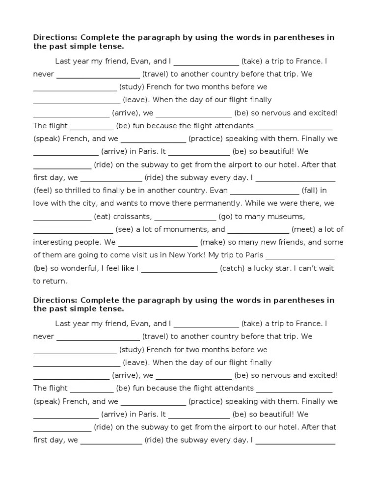 Past Simple Paragraph Practice | PDF