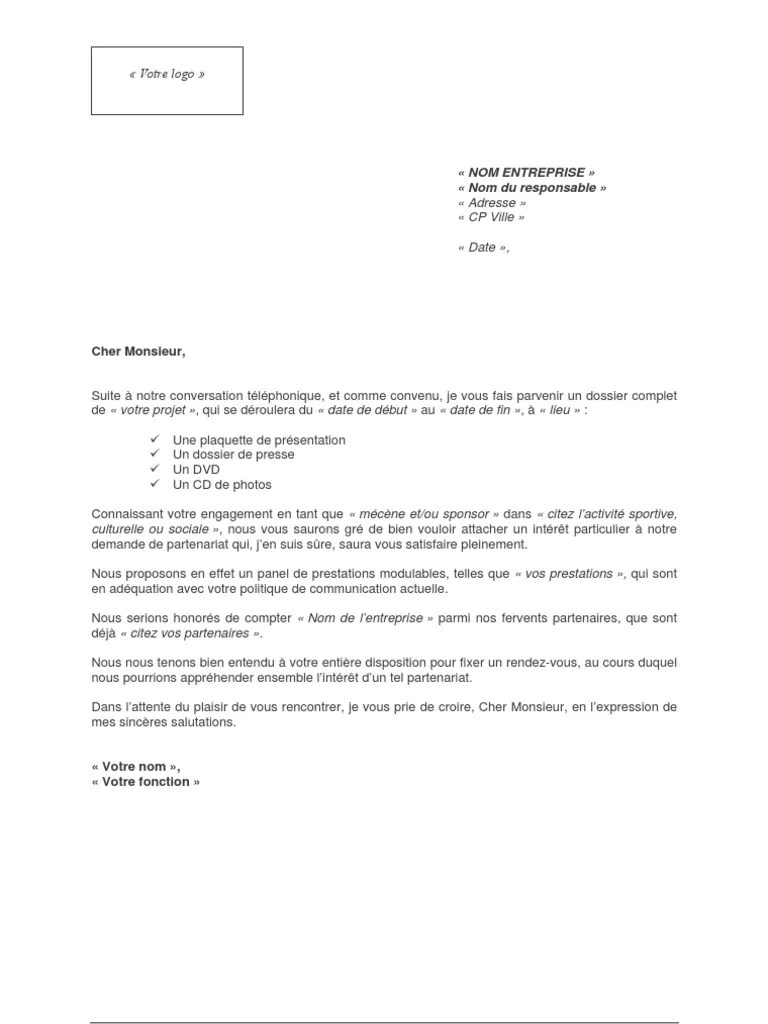 Lettre de Demande de Sponsoring | PDF