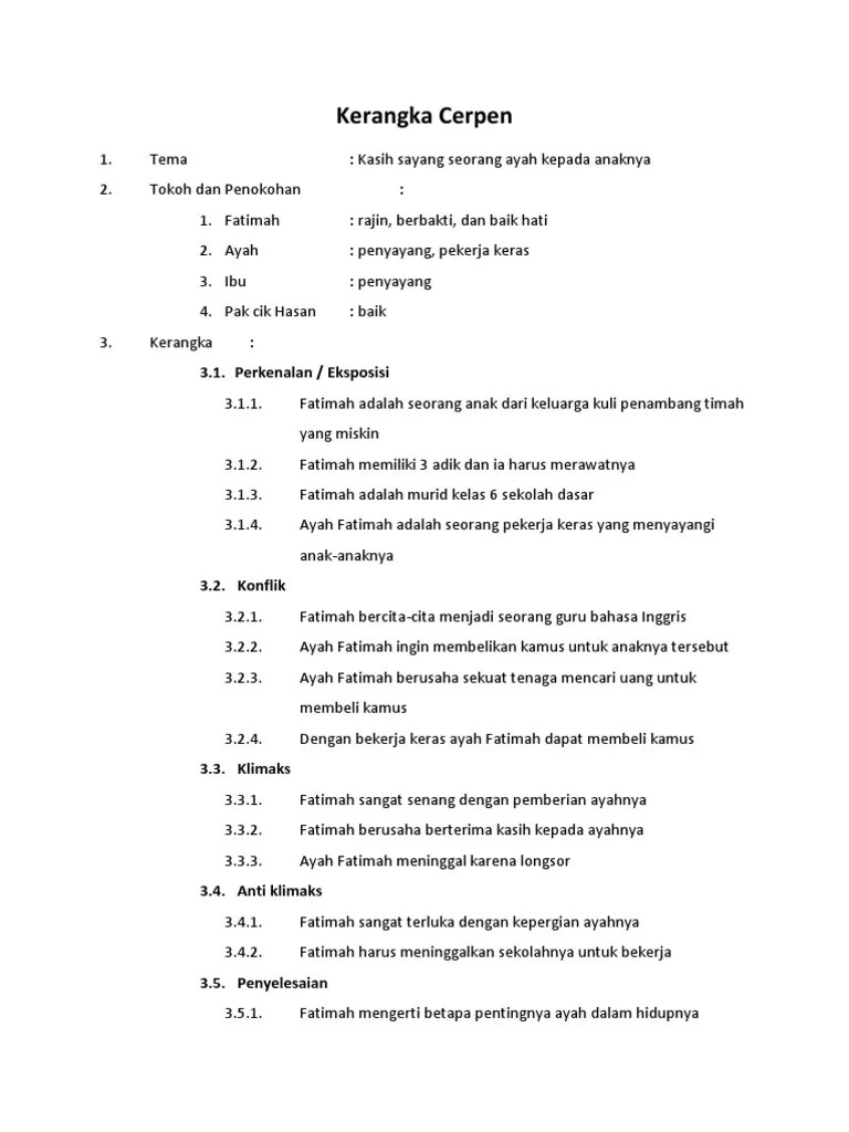 Aku berjalan menyusuri lorong malam sepi nan gelap. Kerangka Cerpen Pdf