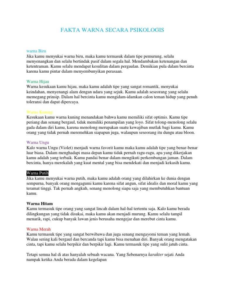 Fakta Warna Secara Psikologis | PDF