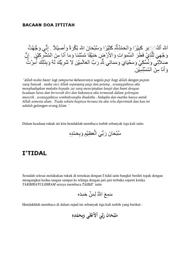 Terdapat doa sujud terakhir dalam sholat. Bacaan Doa Iftitah Pdf