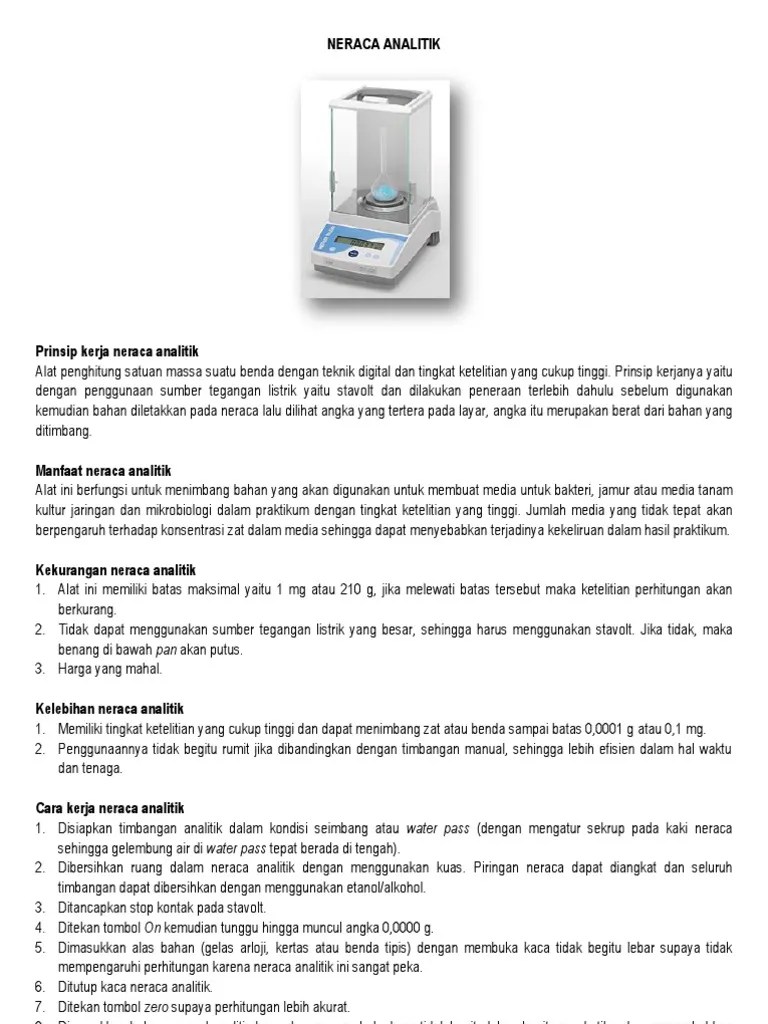 Neraca Analitik | PDF