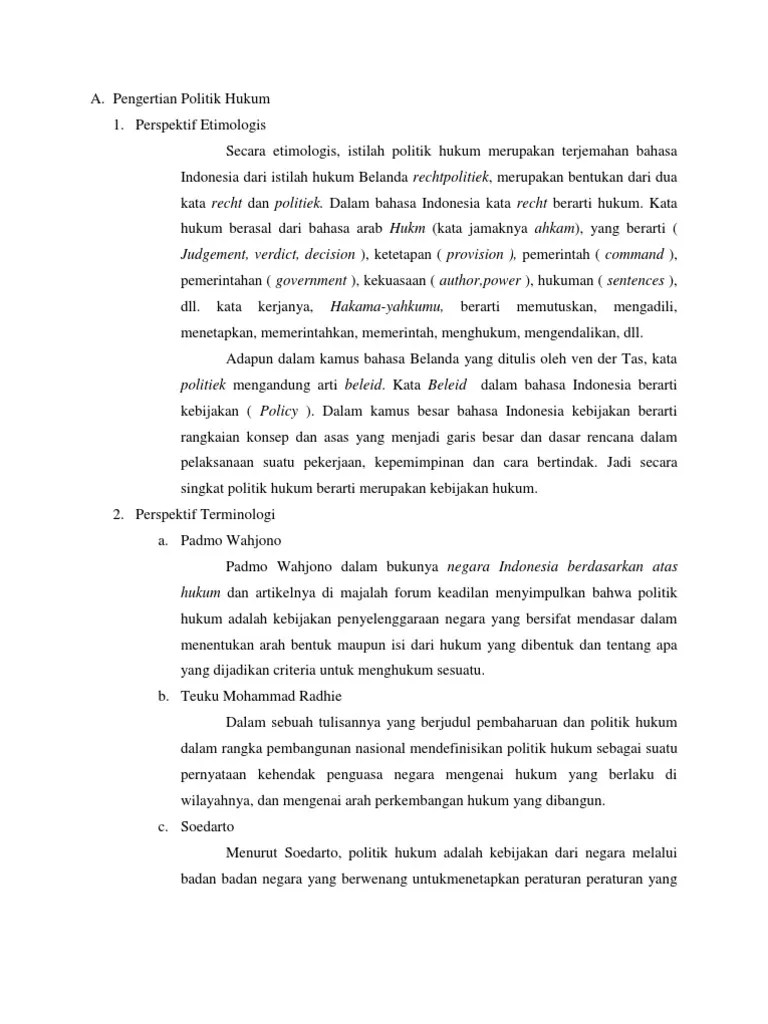 Pengertian Politik Hukum | PDF