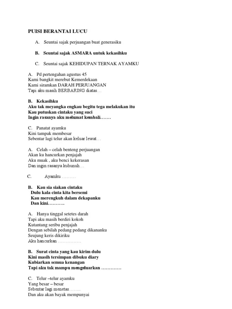 Puisi Berantai Lucu | PDF