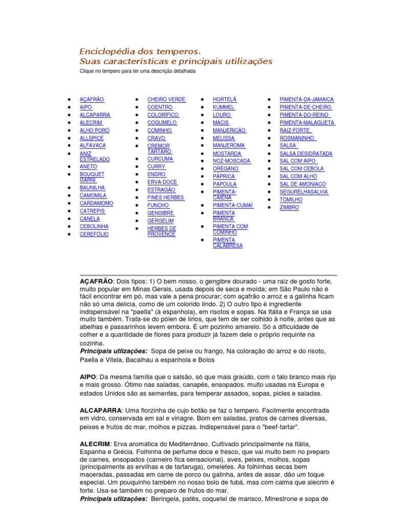 Enciclopédia Dos Temperos | PDF | Caldo | Frutos do mar