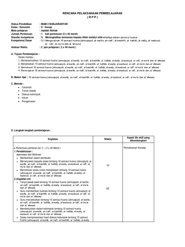Rencana Pelaksanaan Pembelajaran