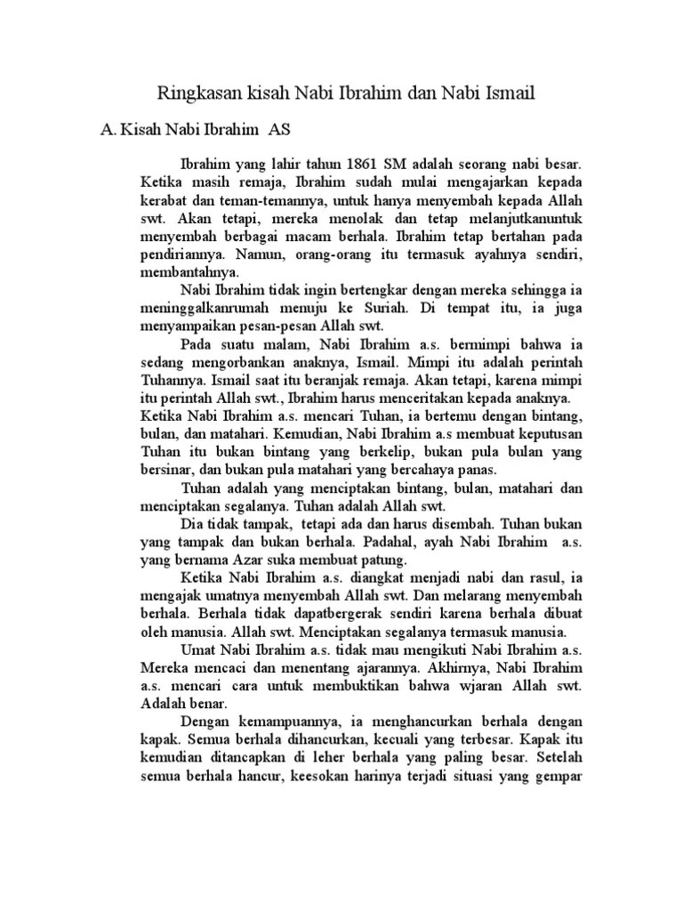 Kisah Nabi Ibrahim Dan Ismail Secara Singkat – Sedang